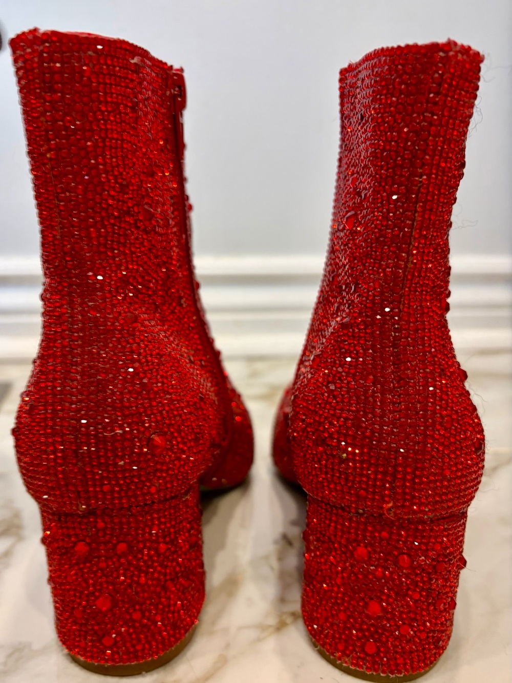 Betsey Johnson Red Crystal Ankle Booties - Picture 3 of 4